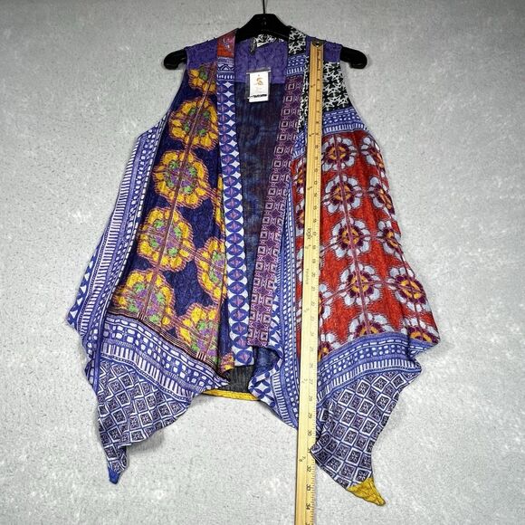 Anu Cardigan Womens Size Small Multicolored Draped Open Front Vest Cardigan - Picture 6 of 11